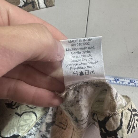 Lulu-B Women's Small 3/4 Sleeve Asymmetric Floral Print Retro Small Artsy Tan - Picture 7 of 10